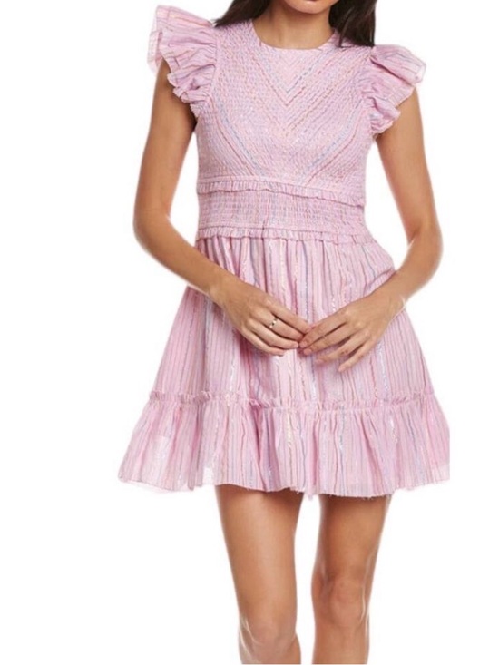 SAYLOR Dresses & Skirts - SAYLOR Med Feminine Romantic Zinnia Lavender Metallic Cotton Smocked Mini Dress